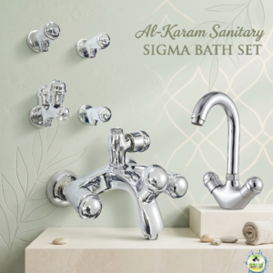 Al-Karam Sigma Complete Bath Set – Luxury Chrome Faucets with Iconic Round Handles