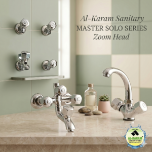 Al-Karam Master Solo Complete Bath Set – Geometric Zoom Head Design & High-Luster Chrome Finish