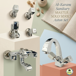 Al-Karam Sanitary Master Solo Series – Aston Set Geometric Cube Design & Mirror Chrome Finish