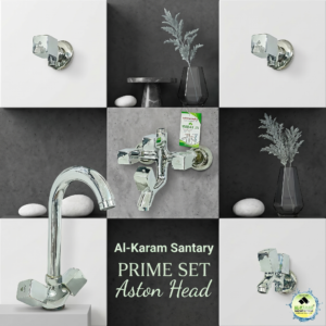 Al-Karam PRIME Complete Bath Set – Architectural Cubic Aston Head Design & High-Luster Chrome Finish
