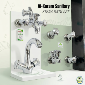Al-Karam Libra Complete Bath Set – Luxury Chrome Faucets with Iconic Multi-Faceted Handles