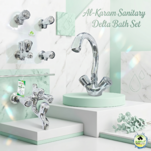 Al-Karam Delta Complete Bath Set – Luxury Chrome Faucets with Aerodynamic Handle Design